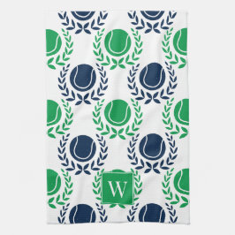 Preppy Tennis Laurel Wreath - Navy & Green Theedoek