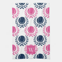 Preppy Tennis Laurel Wreath - Navy & Hot Pink Theedoek