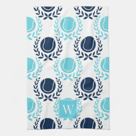 Preppy Tennis Laurel Wreath - Navy & Turquoise Theedoek
