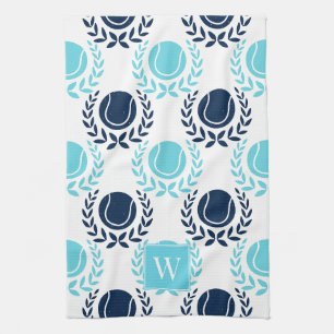 Preppy Tennis Laurel Wreath - Navy & Turquoise Theedoek