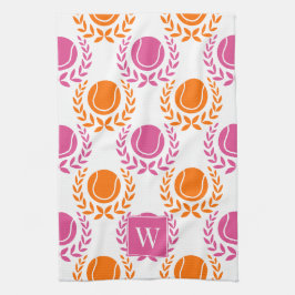 Preppy Tennis Laurel Wreath - Oranje & Hot Pink Theedoek