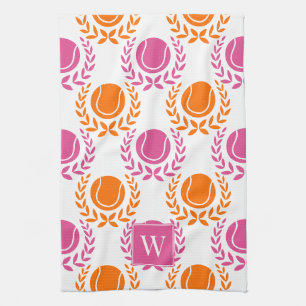 Preppy Tennis Laurel Wreath - Oranje & Hot Pink Theedoek