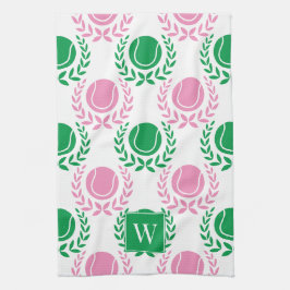 Preppy Tennis Laurel Wreath - Pink & Green Theedoek