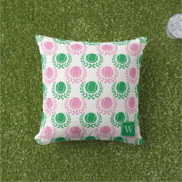 Preppy Tennis Laurel Wreath - Roze & Groen Buitenkussen