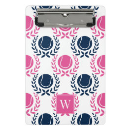 Preppy Tennis Lauwerkrans - Marineblauw & Felroze Mini Klembord