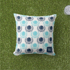 Preppy Tennis Lauwerkrans - Marineblauw & Turquois Buitenkussen