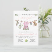 Preppy Tennis Meisje Baby shower Kaart (Staand voorkant)