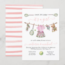 Preppy Tennis Meisje Baby shower