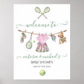 Preppy Tennis Meisje Baby shower Welkomstbord Poster (Voorkant)