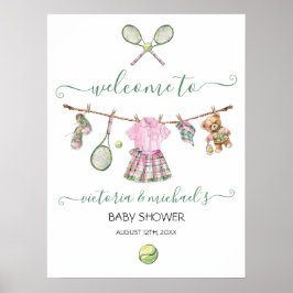 Preppy Tennis Meisje Baby shower Welkomstbord Poster