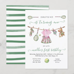 Preppy Tennis Meisje Verjaardag draaien een Kaart