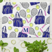 Preppy Tennis Navy Monogram Theedoek (Gevouwen)