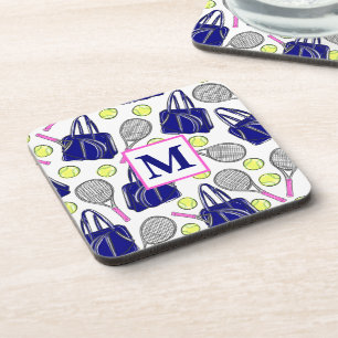 Preppy Tennis Patroon Monogram Bier Onderzetter