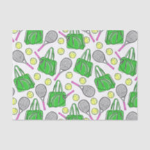 Preppy Tennis Patroon / Roze Rackets & Groene Tass