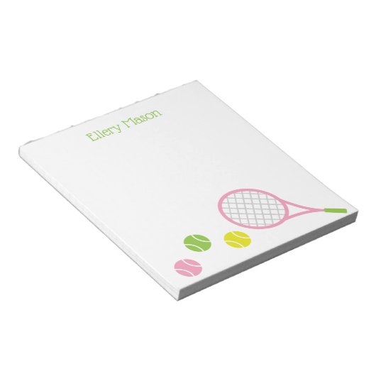 Preppy Tennis Personalized Notepad Notitieblok (Schuin)