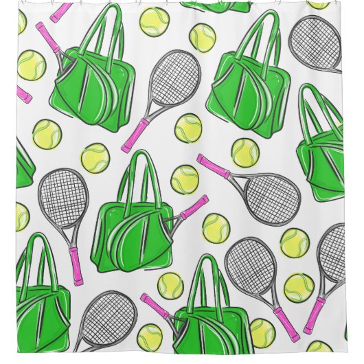 Preppy Tennis Pink Green Douchegordijn (Voorkant)