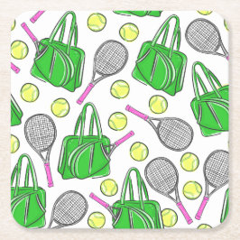 Preppy Tennis Racquet Bag Ballen Kartonnen Onderzetters