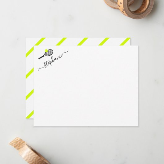 Preppy Tennis Stripe Personal Note Kaart Notitiekaartje (Voorkant / Achterkant in situ)
