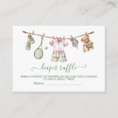 Preppy Tennis waslijn Luier Raffle kaart (Voorkant)