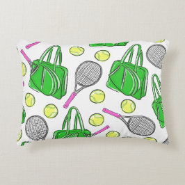 Preppy tennisrackets groen patroon accent kussen