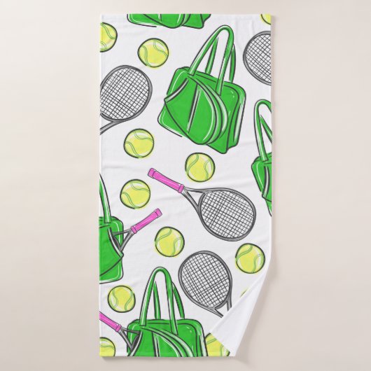 Preppy tennisrackets roze groen badhanddoek (Badhanddoek)