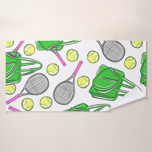 Preppy tennisrackets roze groen badhanddoek (Badhanddoek)