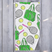 Preppy tennisrackets roze groen badhanddoek