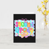 Preppy Terug naar school 2e klas Coquette Bow Girl Kaart (Gele Bloem)