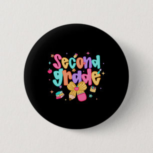 Preppy terug naar school 2e leerjaar Coquette stri Ronde Button 5,7 Cm