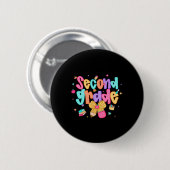 Preppy terug naar school 2e leerjaar Coquette stri Ronde Button 5,7 Cm (Voorkant /achterkant)
