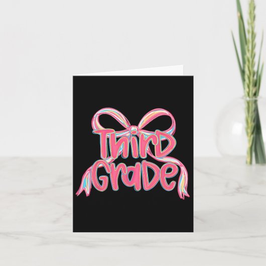 Preppy Terug naar school 3e klas roze Coquette Bow Kaart (Voorkant)
