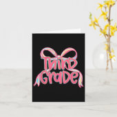 Preppy Terug naar school 3e klas roze Coquette Bow Kaart (Gele Bloem)