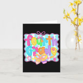 Preppy Terug naar school 4e klas Coquette Bow Girl Kaart (Gele Bloem)