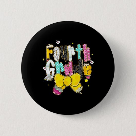 Preppy terug naar school 4e klas Coquette strik me Ronde Button 5,7 Cm (Voorkant)