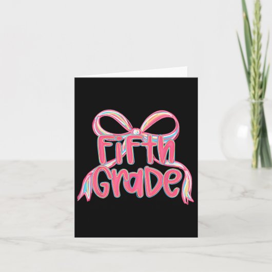 Preppy Terug naar school 5e klas Roze Coquette Bow Kaart (Voorkant)