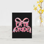 Preppy Terug naar school 5e klas Roze Coquette Bow Kaart (Gele Bloem)