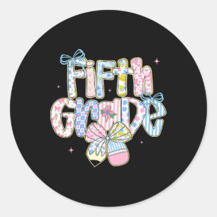 Preppy terug naar school bloemstuk 5e klas Coquett Ronde Sticker