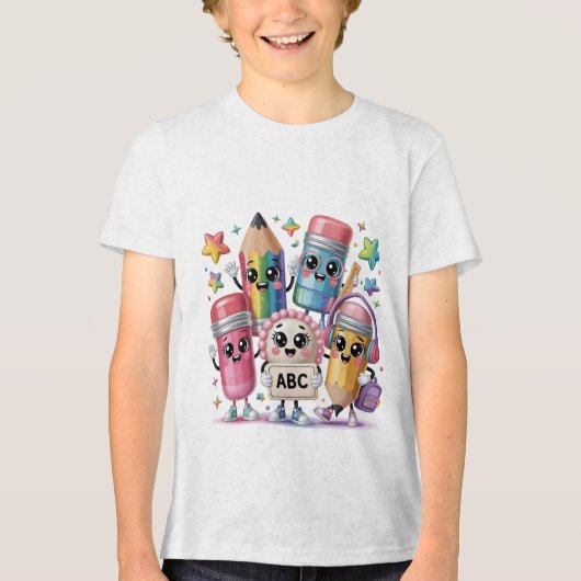 Preppy terug naar school-dumpling Tri-Blend shirt (Voorkant)