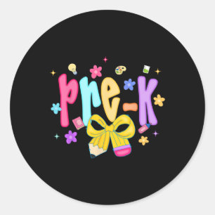 Preppy terug naar school Pre-k Schattig Coquette S Ronde Sticker