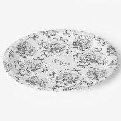 Preppy Toile Hydrangea Bow met naam Papieren Bordje (Gekanteld)
