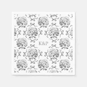 Preppy Toile Hydrangea Bow met naam Servet