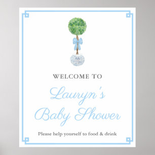 Preppy Topiary Ginger Jar Boy Baby shower Welkom Poster