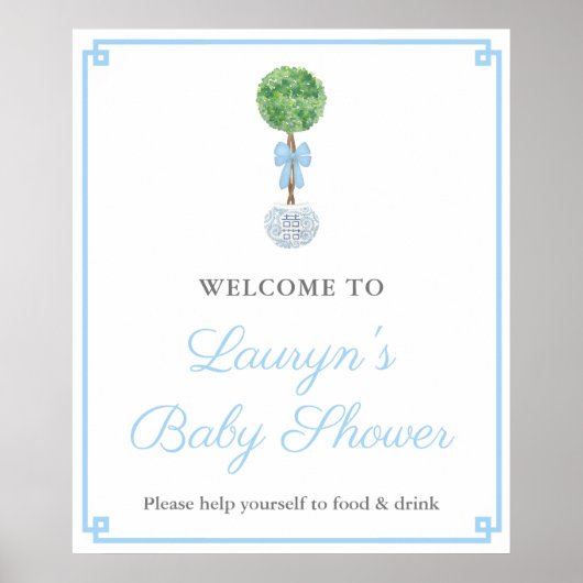 Preppy Topiary Ginger Jar Boy Baby shower Welkom Poster (Voorkant)