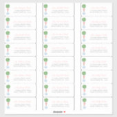 Preppy Topiary Girl Baptism Guest Adresetiketten Sticker (Vel)