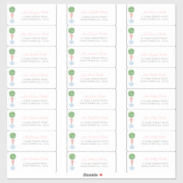 Preppy Topiary Girl Baptism Guest Adresetiketten Sticker