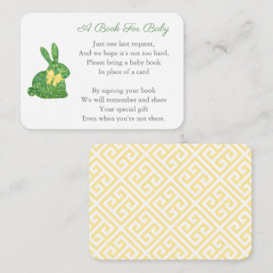 Preppy Topiary Rabbit Books for Baby Boy Shower Informatiekaartje
