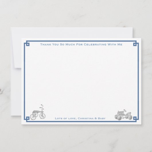 Preppy Toys Boy Baby shower Party Bedankkaart (Voorkant)