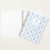 Preppy Tralie Boog Blauw & Groen Hydrangea Monogra Planner (Display)