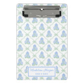 Preppy Trellis Bow Blue & Green Hydrangeas Monogra Mini Klembord (Voorkant)