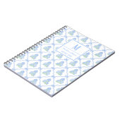 Preppy Trellis Bow Blue & Green Hydrangeas Monogra Notitieboek (Linkerzijde)